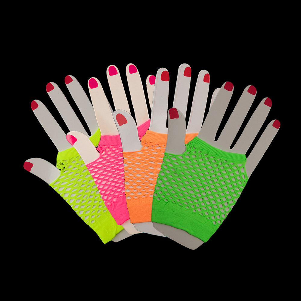 img-Short UV Neon Fishnet Gloves-0